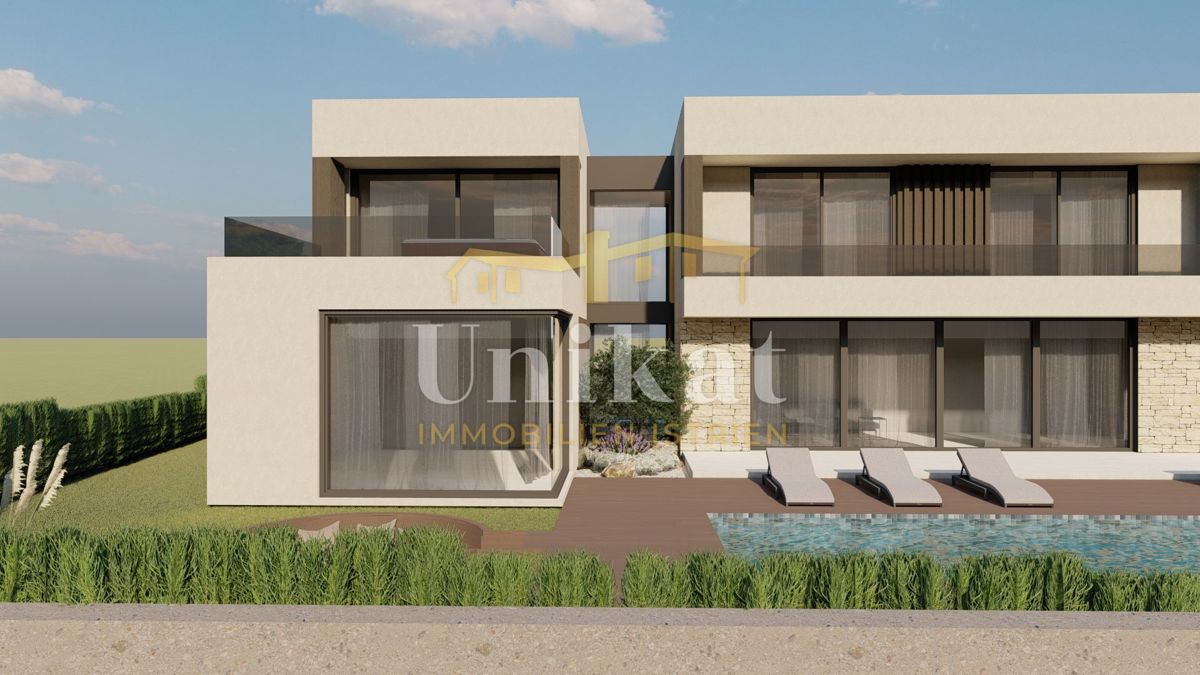 Moderna casa a schiera con piscina e vista sul verde, Poreč